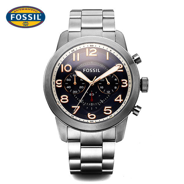  Shop Authentic Fossil Pilot 54 Chronograph Navy Blue Dial Silver Steel Strap Watch for Men - FS5203 - Luxxuri