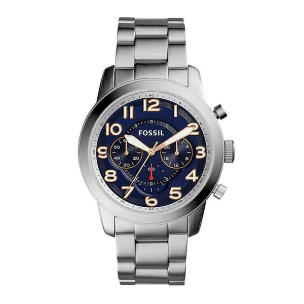  Shop Authentic Fossil Pilot 54 Chronograph Navy Blue Dial Silver Steel Strap Watch for Men - FS5203 - Luxxuri