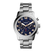  Shop Authentic Fossil Pilot 54 Chronograph Navy Blue Dial Silver Steel Strap Watch for Men - FS5203 - Luxxuri