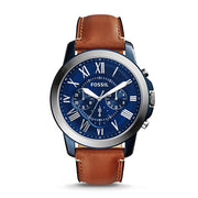  Shop Authentic Fossil Grant Chronograph Blue Dial Brown Leather Strap Watch for Men - FS5210 - Luxxuri