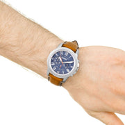  Shop Authentic Fossil Grant Chronograph Blue Dial Brown Leather Strap Watch for Men - FS5210 - Luxxuri