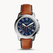  Shop Authentic Fossil Grant Chronograph Blue Dial Brown Leather Strap Watch for Men - FS5210 - Luxxuri