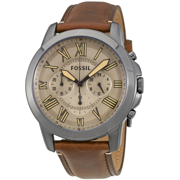  Shop Authentic Fossil Grant Chronograph Brown Dial Brown Leather Strap Watch for Men - FS5214 - Luxxuri