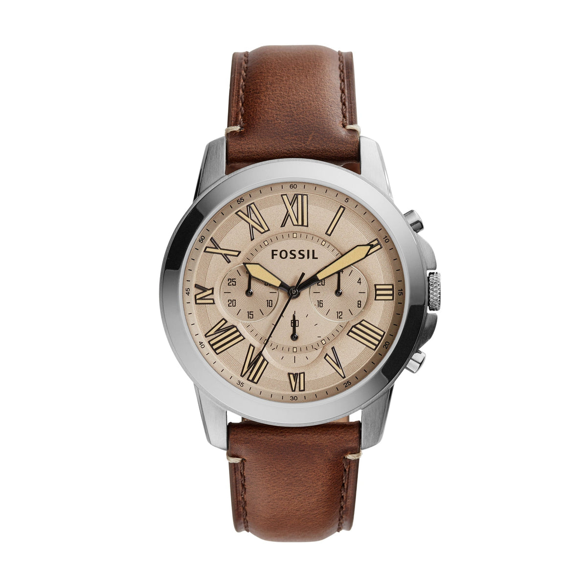  Shop Authentic Fossil Grant Chronograph Brown Dial Brown Leather Strap Watch for Men - FS5214 - Luxxuri
