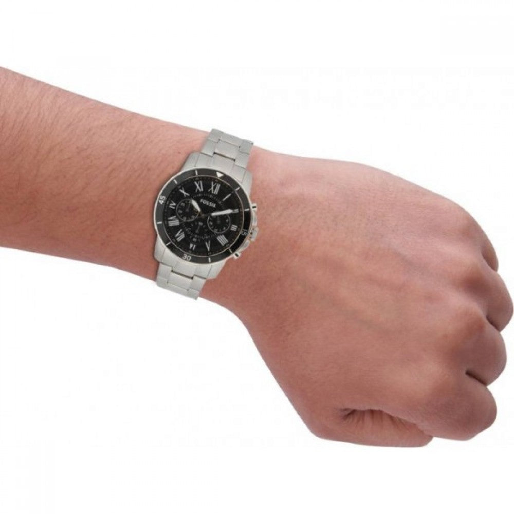  Shop Authentic Fossil Grant Sport Chronograph Black Dial Silver Steel Strap Watch for Men - FS5236 - Luxxuri