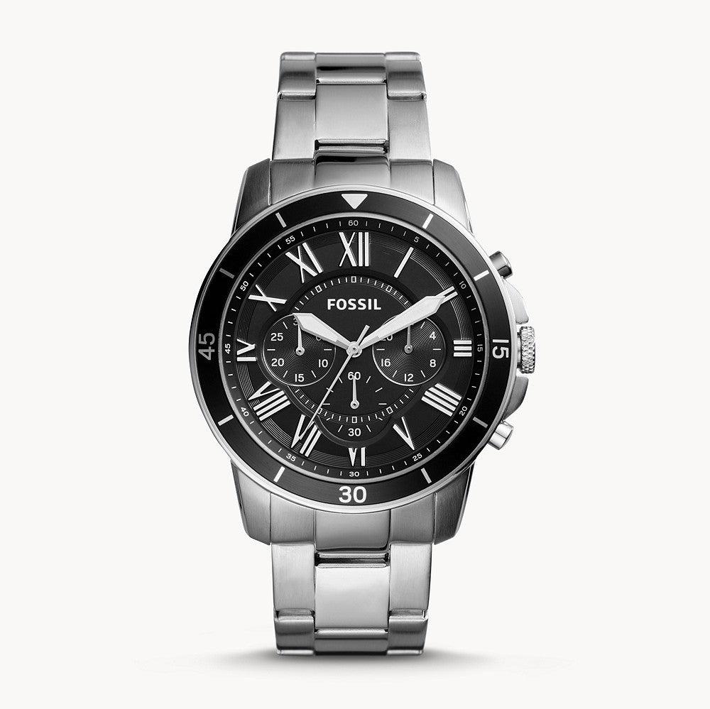  Shop Authentic Fossil Grant Sport Chronograph Black Dial Silver Steel Strap Watch for Men - FS5236 - Luxxuri