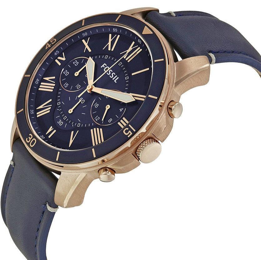 Shop Authentic Fossil Grant Sport Chronograph Blue Dial Blue Leather Strap Watch for Men - FS5237 - Luxxuri