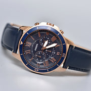  Shop Authentic Fossil Grant Sport Chronograph Blue Dial Blue Leather Strap Watch for Men - FS5237 - Luxxuri