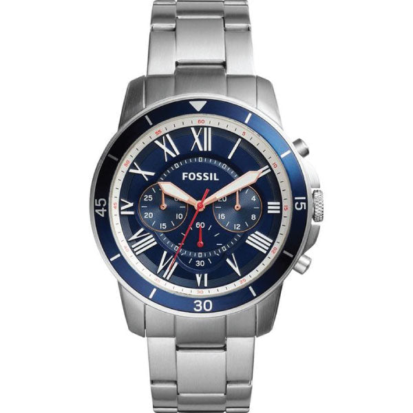  Shop Authentic Fossil Grant Sport Chronograph Blue Dial Silver Steel Strap Watch for Men - FS5238 - Luxxuri