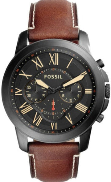  Shop Authentic Fossil Grant Chronograph Black Dial Brown Leather Strap Watch for Men - FS5241 - Luxxuri