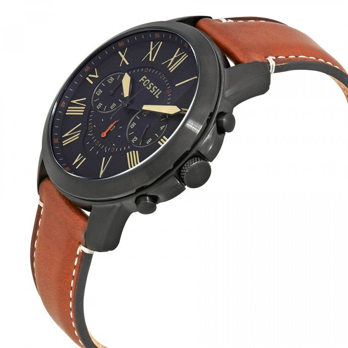 Shop Authentic Fossil Grant Chronograph Black Dial Brown Leather Strap Watch for Men - FS5241 - Luxxuri