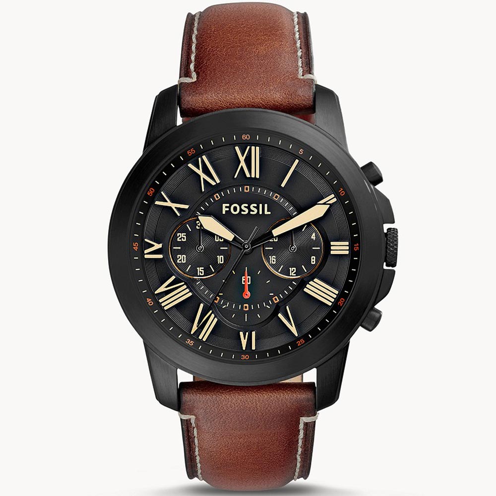  Shop Authentic Fossil Grant Chronograph Black Dial Brown Leather Strap Watch for Men - FS5241 - Luxxuri