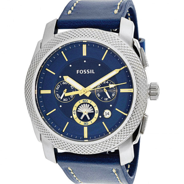  Shop Authentic Fossil Machine Chronograph Blue Dial Blue Leather Strap Watch for Men - FS5262 - Luxxuri