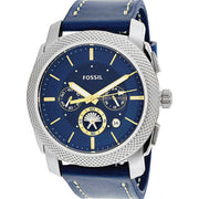  Shop Authentic Fossil Machine Chronograph Blue Dial Blue Leather Strap Watch for Men - FS5262 - Luxxuri
