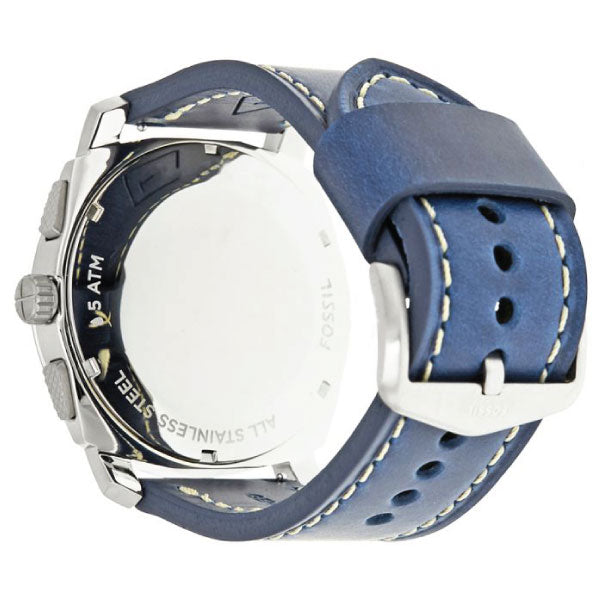  Shop Authentic Fossil Machine Chronograph Blue Dial Blue Leather Strap Watch for Men - FS5262 - Luxxuri