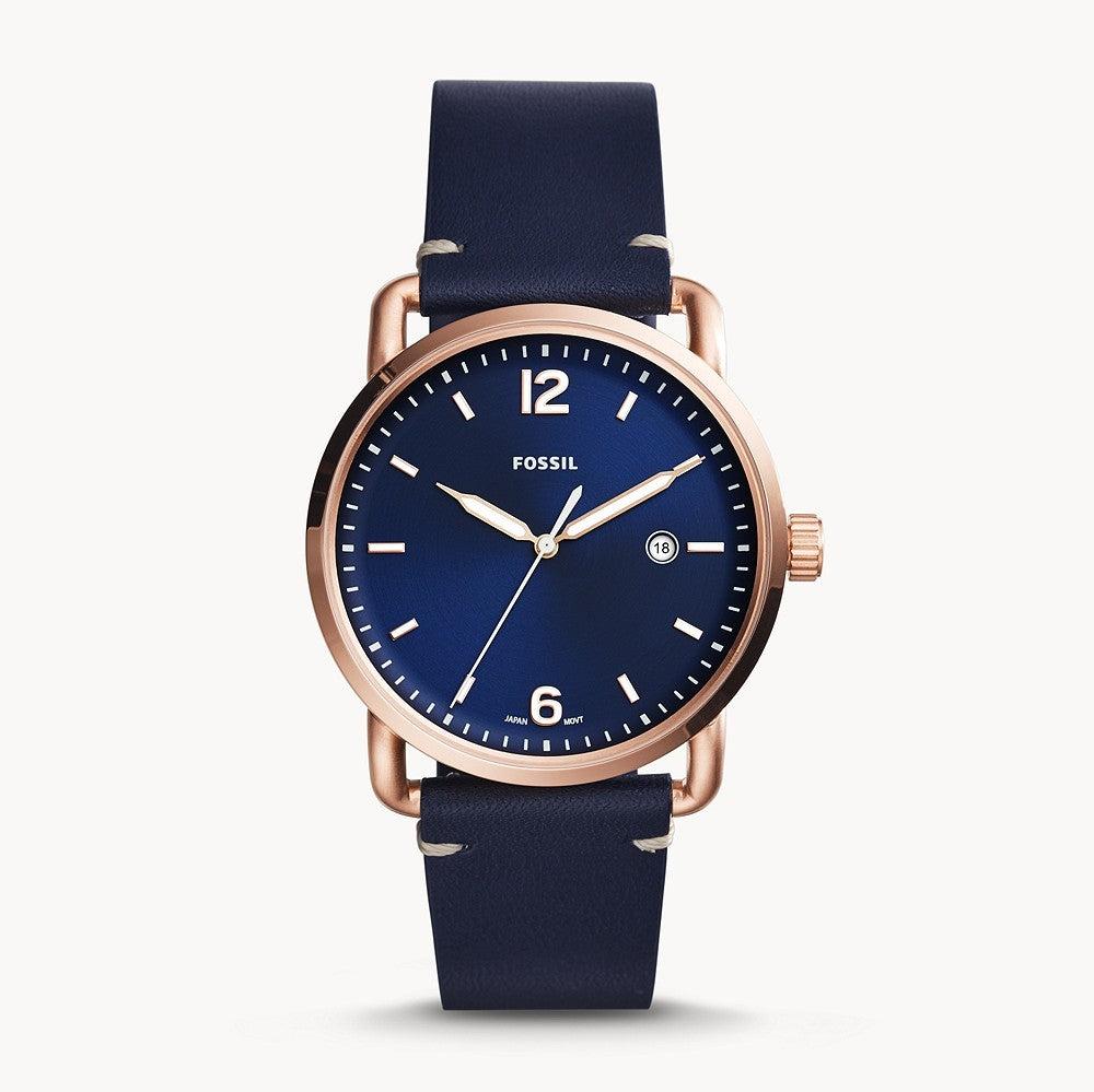  Shop Authentic Fossil The Commuter Blue Dial Blue Leather Strap Watch for Men - FS5274 - Luxxuri