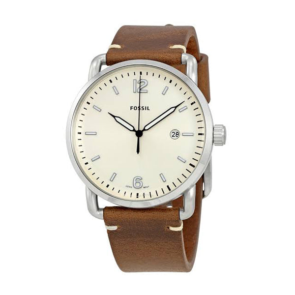  Shop Authentic Fossil The Commuter White Dial Brown Leather Strap Watch for Men - FS5275 - Luxxuri