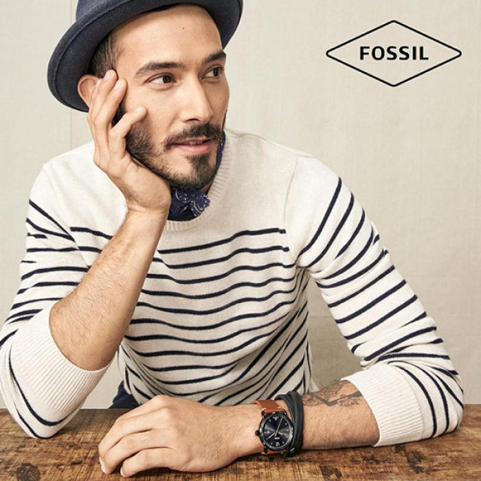  Shop Authentic Fossil Commuter Three Hand Date Black Dial Brown Leather Strap Watch for Men - FS5276 - Luxxuri