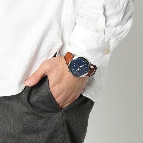  Shop Authentic Fossil Townsman Chronograph Blue Dial Brown Leather Strap Watch for Men - FS5279 - Luxxuri