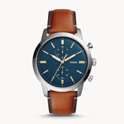  Shop Authentic Fossil Townsman Chronograph Blue Dial Brown Leather Strap Watch for Men - FS5279 - Luxxuri