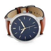  Shop Authentic Fossil Minimalist Blue Dial Brown Leather Strap Watch for Men - FS5304 - Luxxuri