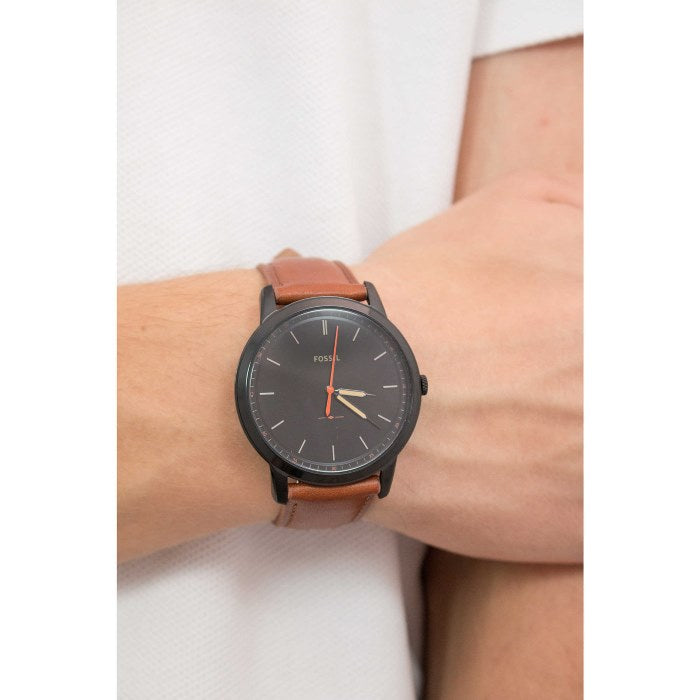  Shop Authentic Fossil The Minimalist Black Dial Brown Leather Strap Watch for Men - FS5305 - Luxxuri