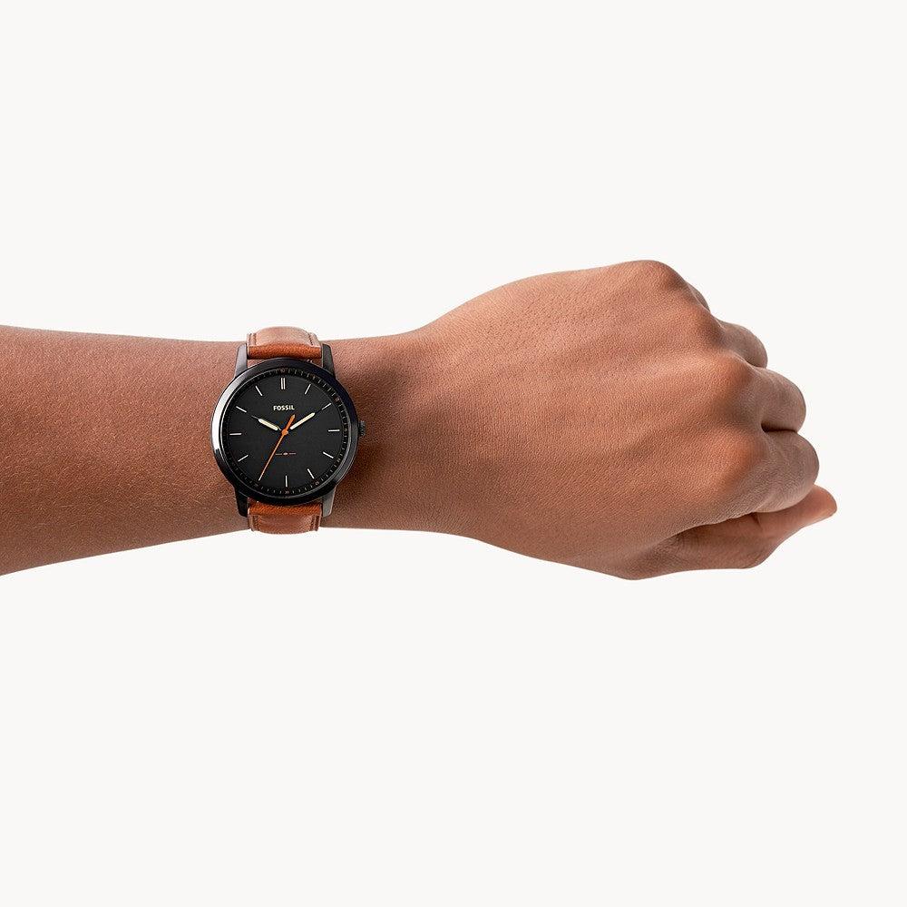  Shop Authentic Fossil The Minimalist Black Dial Brown Leather Strap Watch for Men - FS5305 - Luxxuri
