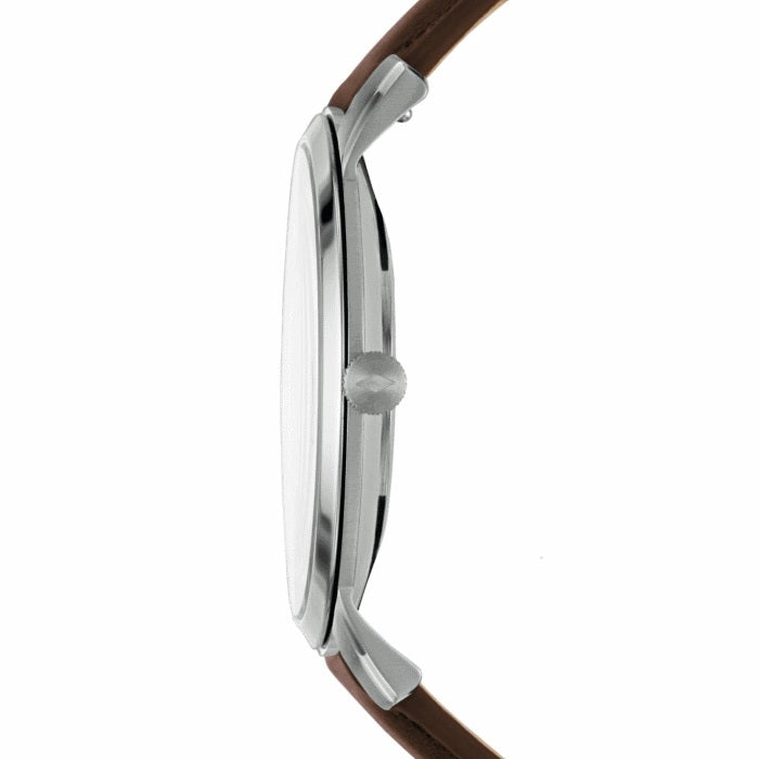  Shop Authentic Fossil Minimalist Off White Dial Brown Leather Strap Watch for Men - FS5306 - Luxxuri