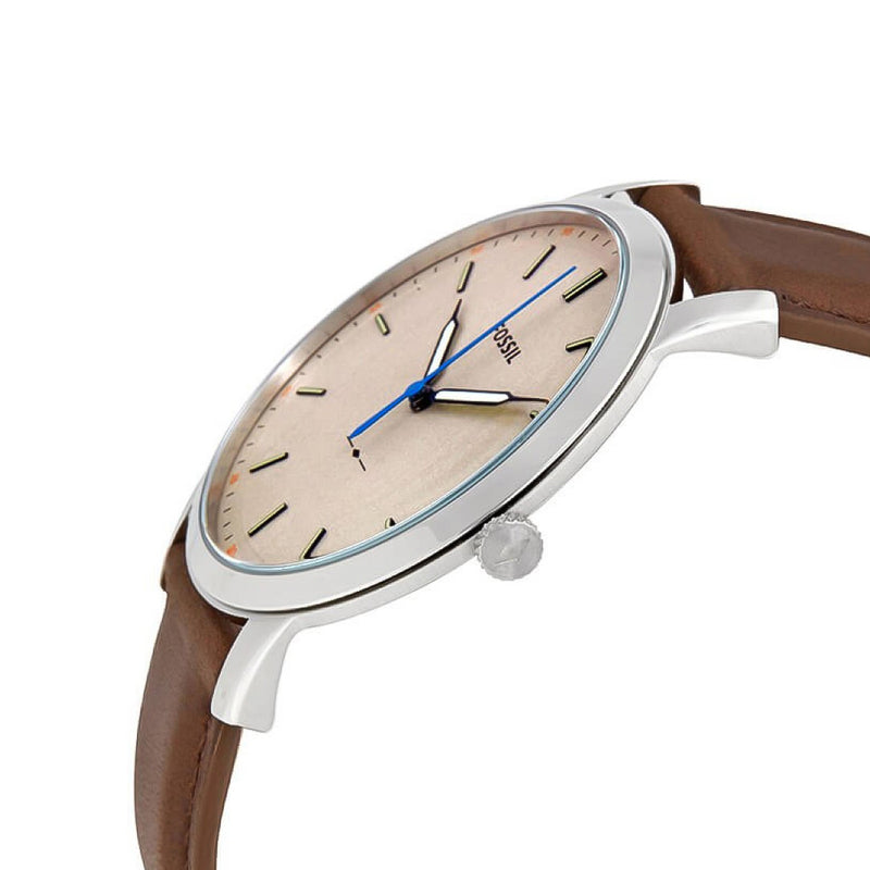  Shop Authentic Fossil Minimalist Off White Dial Brown Leather Strap Watch for Men - FS5306 - Luxxuri