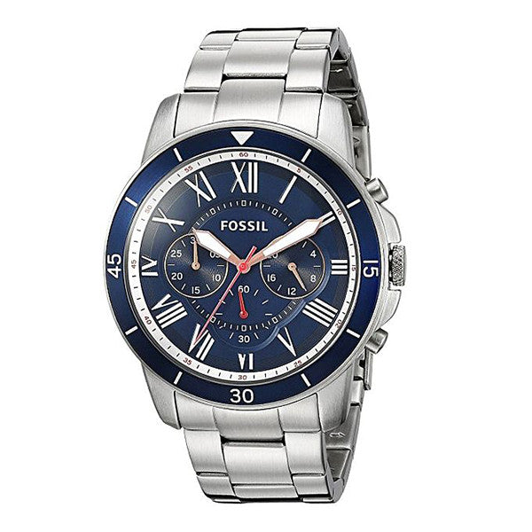  Shop Authentic Fossil Grant Sport Chronograph Blue Dial Silver Steel Strap Watch for Men - FS5238 - Luxxuri