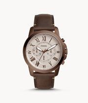  Shop Authentic Fossil Grant Chronograph White Dial Brown Leather Strap Watch for Men - FS5344 - Luxxuri