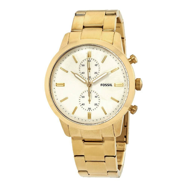  Shop Authentic Fossil Townsman Chronograph White Dial Gold Steel Strap Watch for Men - FS5348 - Luxxuri