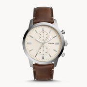  Shop Authentic Fossil Townsman Chronograph White Dial Brown Leather Strap Watch for Men - FS5350 - Luxxuri
