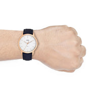  Shop Authentic Fossil The Minimalist Slim White Dial Blue Leather Strap Watch for Men - FS5371 - Luxxuri