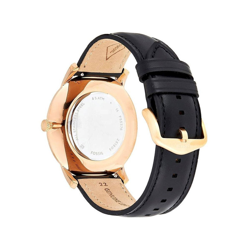  Shop Authentic Fossil The Minimalist Black Dial Black Leather Strap Watch for Men - FS5376 - Luxxuri