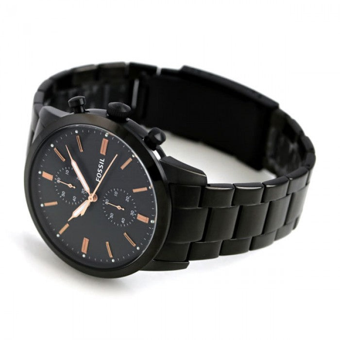  Shop Authentic Fossil Townsman Chronograph Black Dial Black Steel Strap Watch for Men - FS5379 - Luxxuri