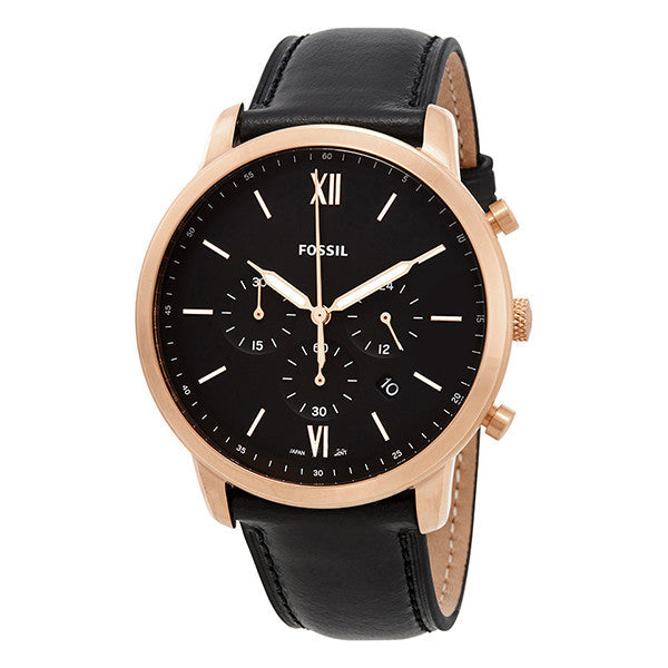  Shop Authentic Fossil Neutra Chronograph Black Dial Black Leather Strap Watch for Men - FS5381 - Luxxuri