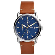  Shop Authentic Fossil The Commuter Blue Dial Brown Leather Strap Watch for Men - FS5401 - Luxxuri