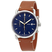  Shop Authentic Fossil The Commuter Blue Dial Brown Leather Strap Watch for Men - FS5401 - Luxxuri