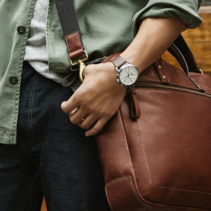  Shop Authentic Fossil The Commuter White Dial Brown Leather Strap Watch for Men - FS5402 - Luxxuri