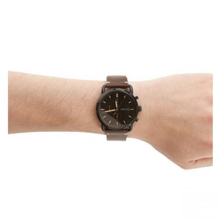  Shop Authentic Fossil Commuter Chronograph Black Dial Brown Leather Strap Watch for Men - FS5403 - Luxxuri