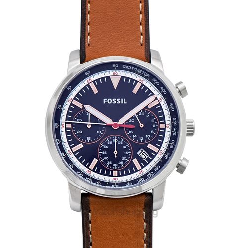  Shop Authentic Fossil Goodwin Chronograph Blue Dial Brown Leather Strap Watch for Men - FS5414 - Luxxuri