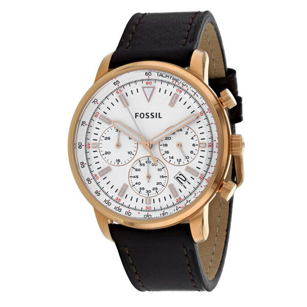  Shop Authentic Fossil Goodwin Chronograph White Dial Brown Leather Strap Watch for Men - FS5415 - Luxxuri