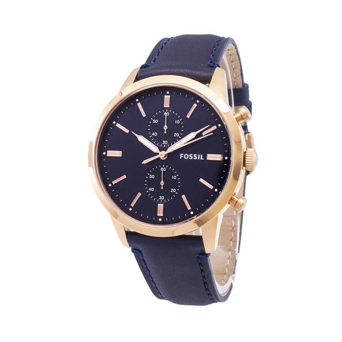  Shop Authentic Fossil Townsman Chronograph Blue Dial Blue Leather Strap Watch for Men - FS5436 - Luxxuri