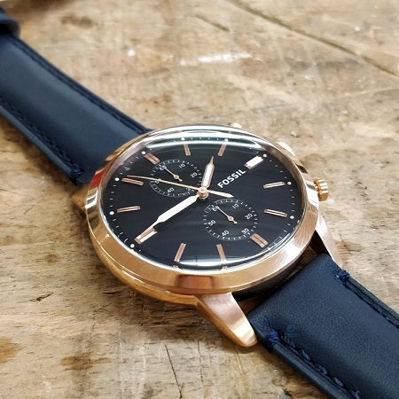  Shop Authentic Fossil Townsman Chronograph Blue Dial Blue Leather Strap Watch for Men - FS5436 - Luxxuri