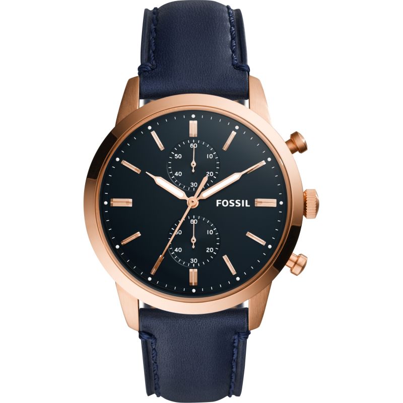  Shop Authentic Fossil Townsman Chronograph Blue Dial Blue Leather Strap Watch for Men - FS5436 - Luxxuri