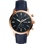  Shop Authentic Fossil Townsman Chronograph Blue Dial Blue Leather Strap Watch for Men - FS5436 - Luxxuri