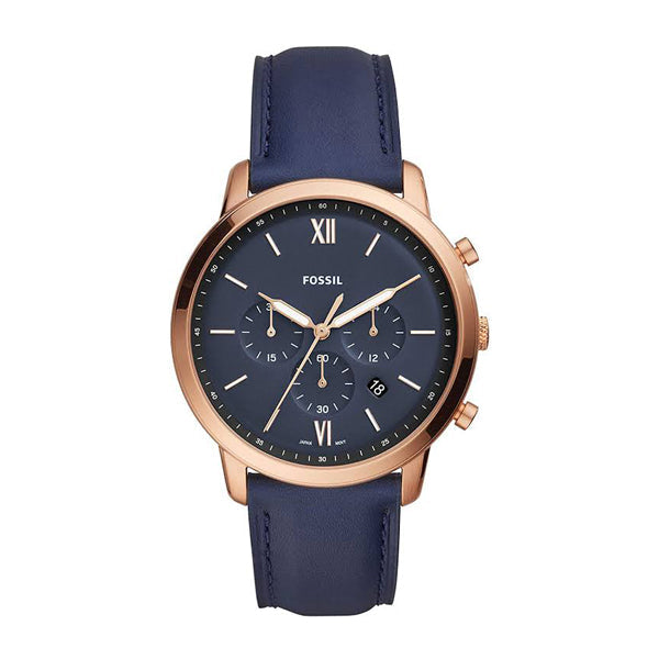  Shop Authentic Fossil Neutra Chronograph Blue Dial Blue Leather Strap Watch for Men - FS5454 - Luxxuri