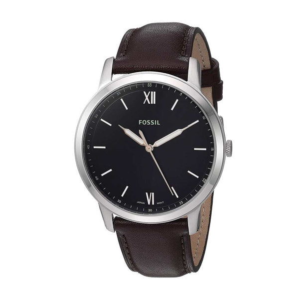  Shop Authentic Fossil The Minimalist 3H Black Dial Brown Leather Strap Watch for Men - FS5464 - Luxxuri