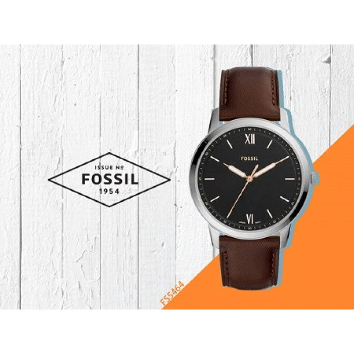  Shop Authentic Fossil The Minimalist 3H Black Dial Brown Leather Strap Watch for Men - FS5464 - Luxxuri